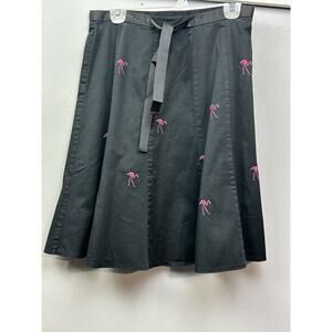 Wildlife New York Skirt Womens 8 Flamingo Embroidered A Line Belted Made USA